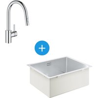 Kit K700 Küchenspüle Unterbau 540x440mm Edelstahl + Mischbatterie Ausziehbare Handbrause 2-Strahl (31574SD1-SET5) - Grohe von Grohe