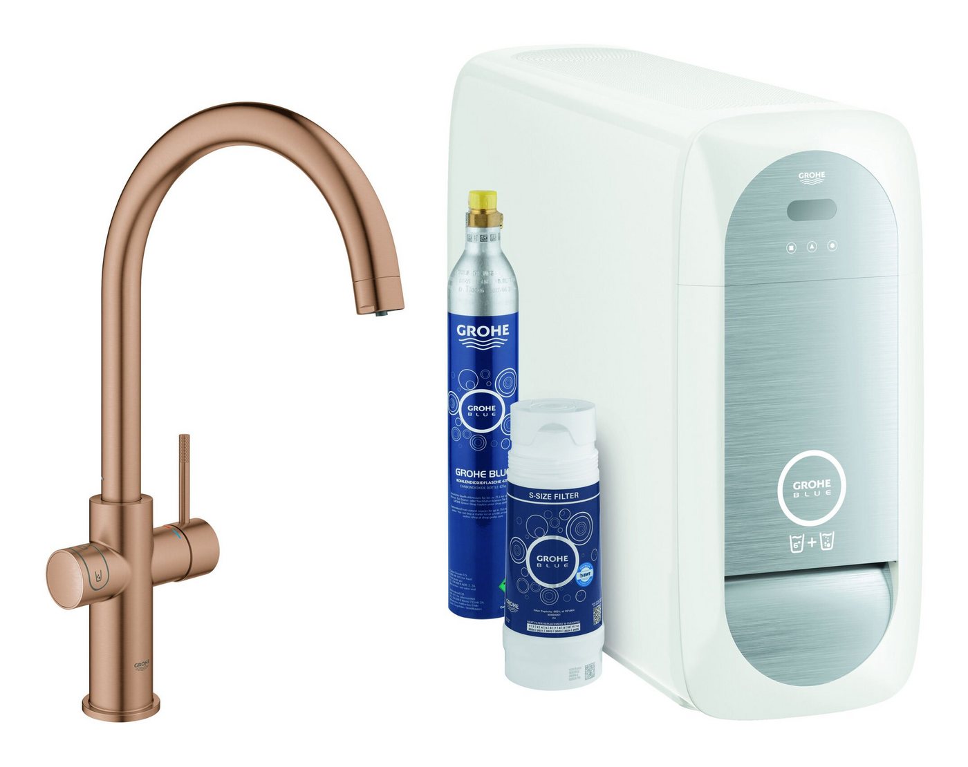 Grohe Küchenarmatur Blue Home Starterkit Spültischarmatur mit C-Auslauf - Warm Sunset gebürstet von Grohe