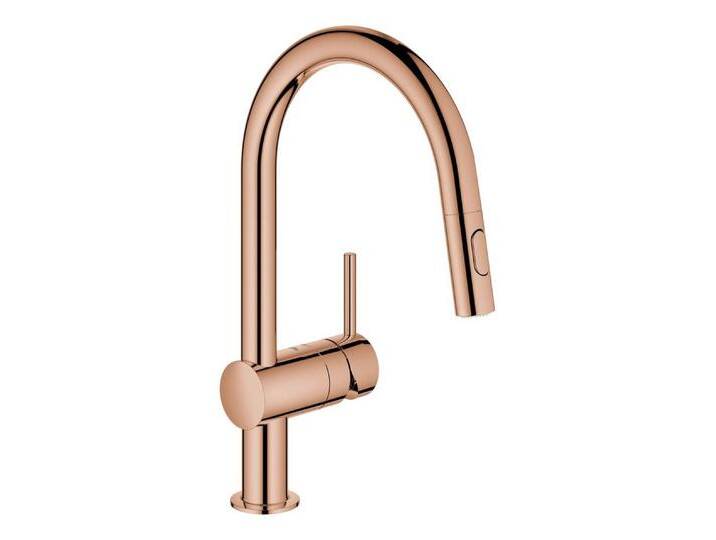 Grohe Küchenarmatur Minta Einhand-Spültischbatterie mit ausziehbarer Brause C-Auslauf, Warm sunset von Grohe