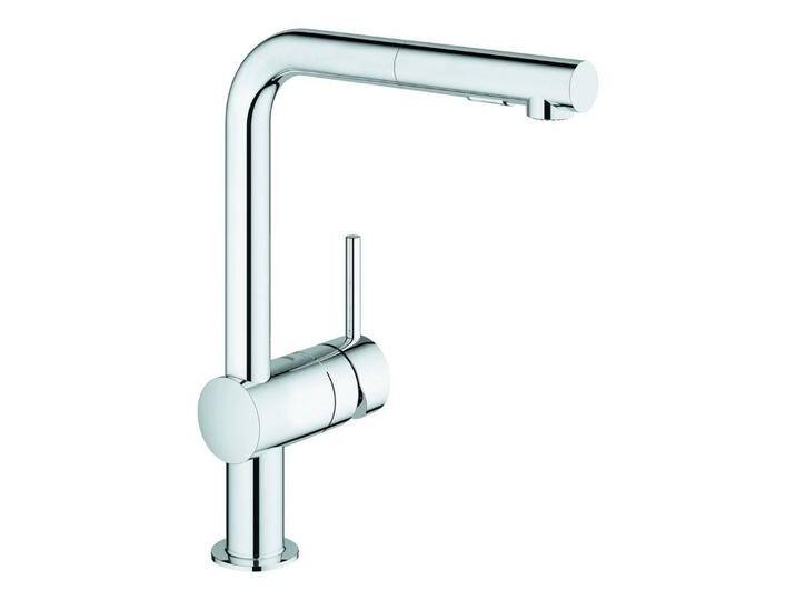 Grohe Küchenarmatur Minta Einhand-Spültischbatterie mit ausziehbarer Brause L-Auslauf, Chrom Grohe Küchenarmatur Minta Einhand-Spültischbatterie mit ausziehbarer Brause L-Auslauf, Chrom von Grohe