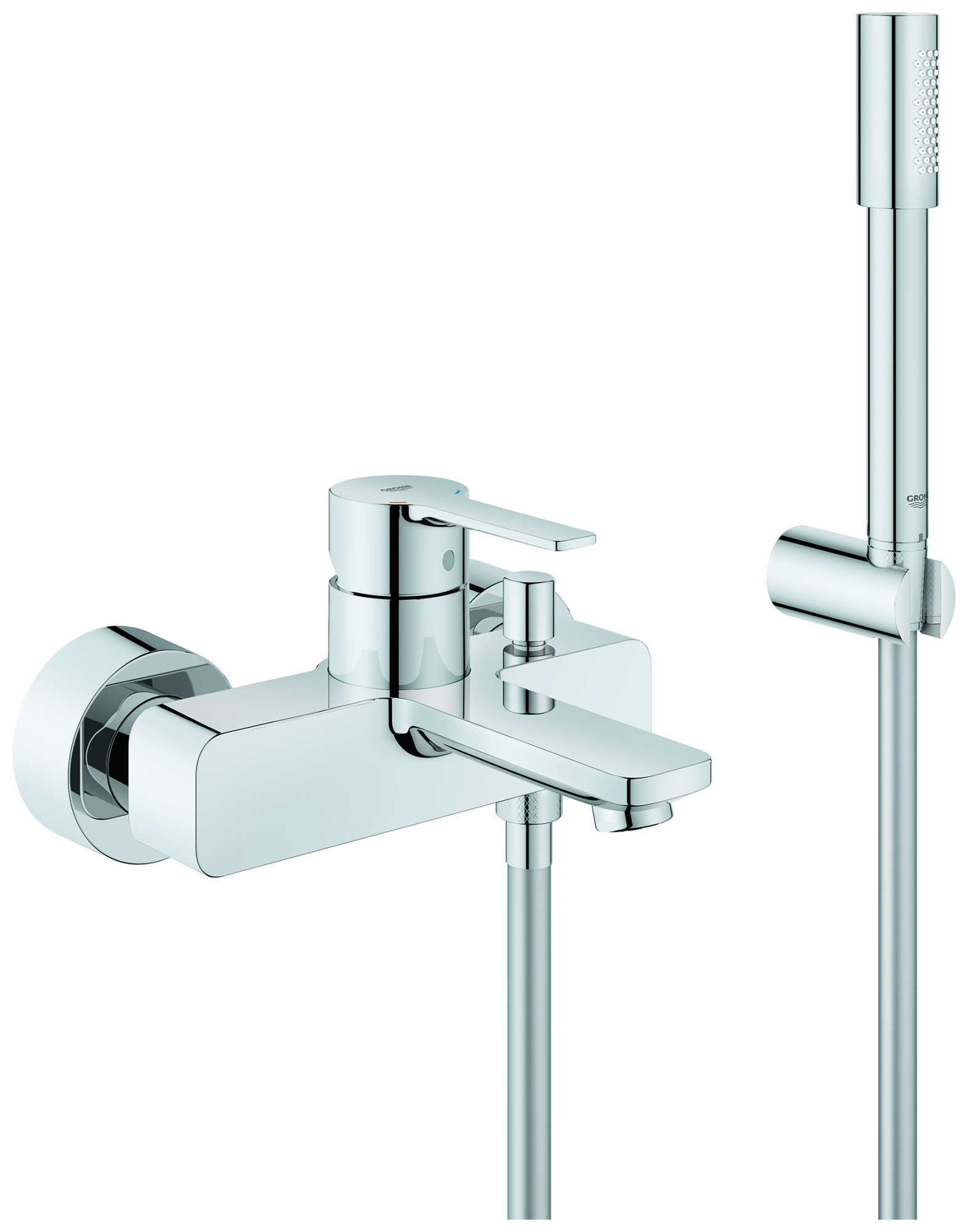 Grohe Lineare Einhand Wannenbatterie, Wandmontage, mit Brausegarnitur, 33850001 von Grohe