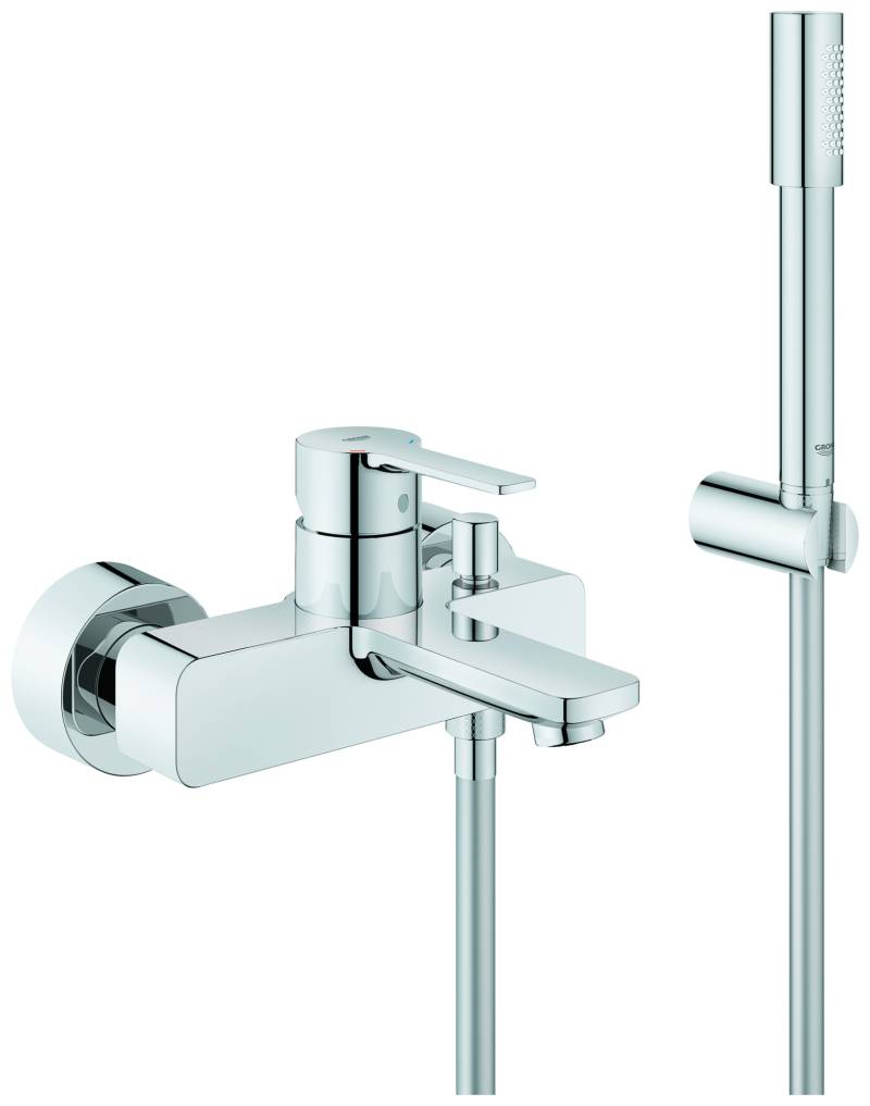Grohe Lineare Einhand Wannenbatterie, Wandmontage, mit Brausegarnitur, 33850001 von Grohe