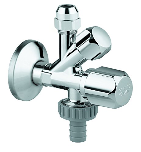 GROHE Original WAS | Sicherungstechnik - Kombi-Eckventil | Wandanschluss 3/8 Zoll, Abgang 3/8 Zoll, Abgang 3/8 Zoll mit Schlauchanschluss | 22033000 von Grohe