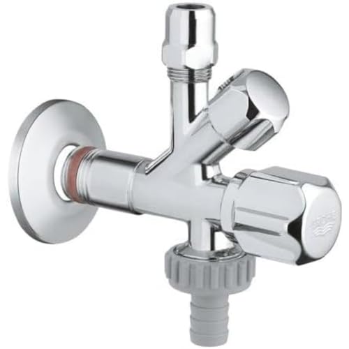 GROHE Original WAS | Sicherungstechnik - Kombi-Eckventil | mit selbstdichtendem Anschlussgewinde, Wandanschluss 3/8 Zoll, Abgang 3/8 Zoll. Abgang 3/4 Zoll mit Schlauchanschluss | 22034000 von Grohe