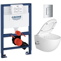 Pack Toilettenrahmen + spülrandloses sat-wc mit thermostatischem Bidet + SoftClose-Sitz + Chromplatte (RapidSL082-SATClean-1) - Grohe von Grohe