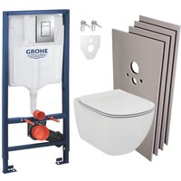 Grohe - Pack wc Vorwandelement + Ideal Standard Tesi Aquablade spülrandlos wc+ Chromplatte + Verkleidungs-Set (h aqua-set-de) von Grohe