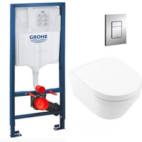 Grohe - Pack wc Vorwandelement Rapid sl + Villeroy&Boch Architectura spülrandlos wc DirectFlush + Sitz + Drückerplatte Chrom von Grohe