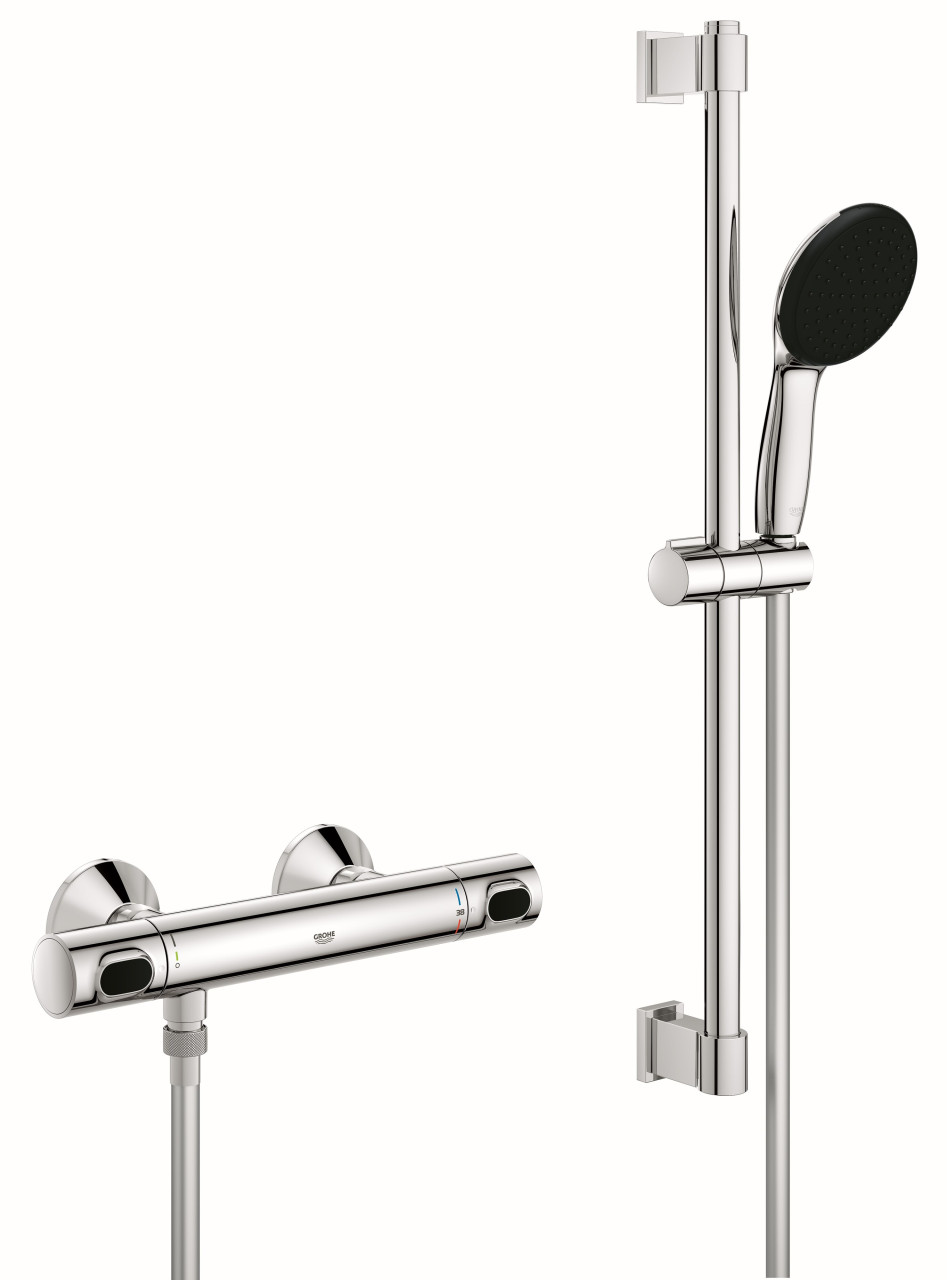 Grohe Precision Flow Thermostatarmatur mit Brausegarnitur chrom 1 Strahlart von Grohe