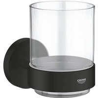 QuickFix Start - Zahnputzbecher, mit Halter, Glas/schwarz matt 411942430 - Grohe von Grohe