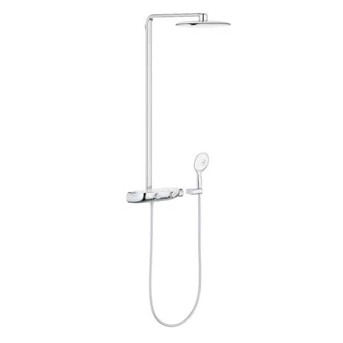 GROHE Rainshower System SmartControl Mono 360 - Duschsystem mit Thermostatbatterie (Wandmontage, intuitive Steuerung, inkl. Duschablage, Verbrühungschutz, Antikalk- System), moon white, 26361LS0 von Grohe