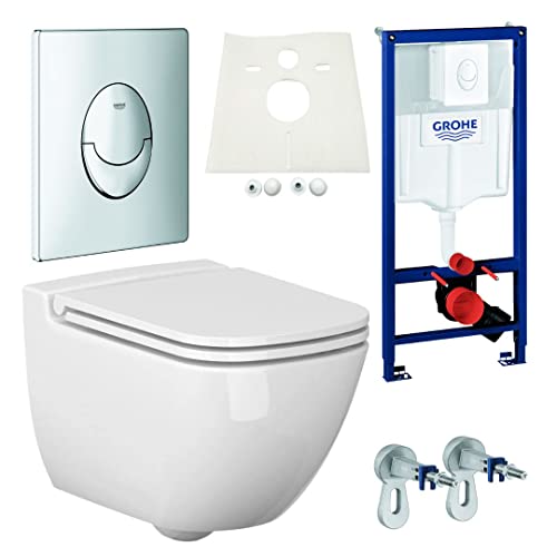 Grohe Rapid 3in1 + Ference WC + Drückerplatte + WC-Sitz Chrom von Grohe