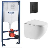 Rapid sl Pack Trägerrahmen + spülrandlose SAT-Toilette + SoftClose-Sitz + mattschwarze Platte (RapidSL-FusionTQ-KF0) - Grohe von Grohe