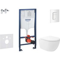 Grohe - Rapid sl - Set Vorwandelement, wc Oudee Vortex mit Softclose-Sitz und Skate Cosmopolitan-Betätigungsplatte, Alpinweiß SANI11BA3108 von Grohe