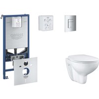 Grohe - Rapid slx - Set Vorwandelement, wc mit Softclose-Sitz und Skate Cosmopolitan-Betätigungsplatte, Chrom SANI11BB2101 von Grohe