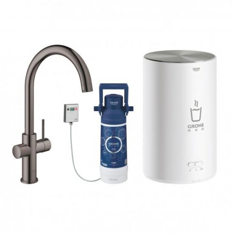 Grohe Red Duo Armatur und Boiler Größe M, C-Auslauf, Farbe: hard graphite von Grohe