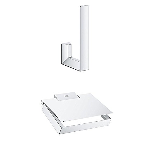 Grohe Selection Cube Reservepapierhalter, 40784000 + GROHE Selection Cube | WC-Papierhalter | mit Deckel | 40781000 von GROHE