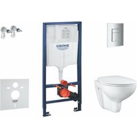 Solido - Set Vorwandelement, wc und Sitz Bau Ceramic, SoftClose, Betätigungsplatte Even, Chrom SANI15BB1100 - Grohe von Grohe