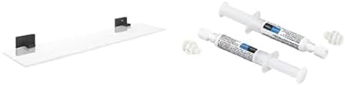 Grohe Start Cube - Glasablage- Set (Material: Glas/Metall, inkl. QuickGlue A2: Klebeset für Zwei Klebepunkte, verdeckte Befestigung), matt schwarz, 411092430 von GROHE
