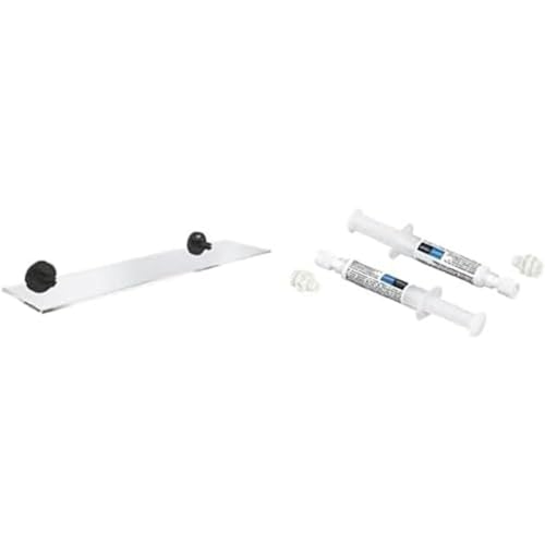 Grohe Start - Glasablage- Set (Material: Glas/Metall, 530mm, inkl. QuickGlue A2: Klebeset für Zwei Klebepunkte), matt schwarz, 412022430 von Grohe