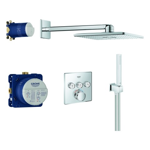 Grohe UP-Duschsys. GrohthermSmartControl eckige Form 34706 mit THM/KB/HB chrom, 34706000 34706000 von Grohe