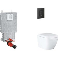 Grohe Uniset - Set Vorwandelement, WC mit Softclose-Sitz und Betätigungsplatte Even, Triple Vortex, phantom black SANI15BB5104 von Grohe