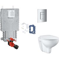 Grohe Uniset - Set Vorwandelement, WC mit Softclose-Sitz, Betätigungsplatte Skate Cosmopolitan und Fresh Umrüstset, Chrom SANI15BB2113 von Grohe
