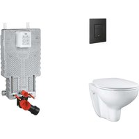 Grohe - Uniset - Set Vorwandelement, wc mit Softclose-Sitz und Betätigungsplatte Even, phantom black SANI15BB5101 von Grohe