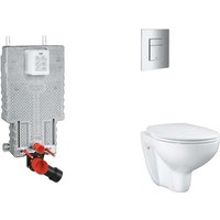 Grohe - Uniset - Set Vorwandelement, wc mit Softclose-Sitz und Skate Cosmopolitan-Betätigungsplatte, Chrom SANI15BB2101 von Grohe