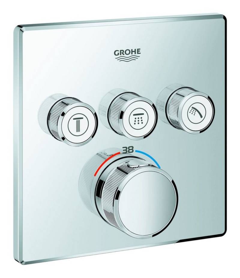 Grohe Unterputzarmatur Grohtherm SmartControl Thermostat mit 3 Absperrventilen Design eckig von Grohe