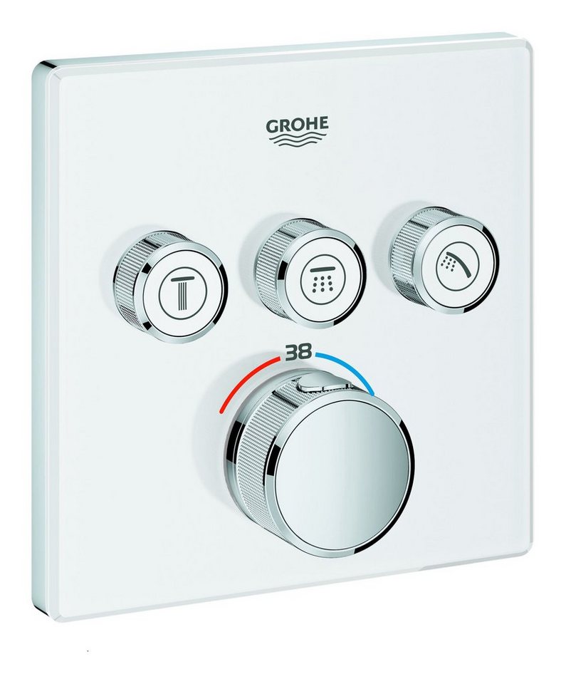 Grohe Unterputzarmatur Grohtherm SmartControl Thermostat mit 3 Absperrventilen Design eckig - Moon White von Grohe