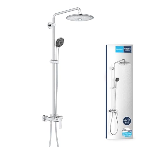 GROHE Vitalio Joy 260 - Duschsystem mit Einhandmischer (wassersparend, 3 Strahlarten, Wandmontage, Antikalk- System), chrom, 27684001 von GROHE