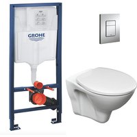 Grohe - WC-Pack Rapid sl Vorwandelement + Cersanit S-line Wand-WC + WC-Sitz + Bätetigungsplatte + Wandwinkel ( S-LinePro-1-DE) von Grohe