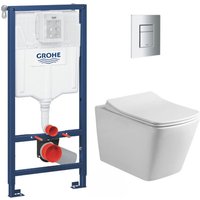 Grohe WC-Pack Vorwandelement + Infinitio Wand-WC ohne Spülrand + Softclose-Sitz + Bätetigungsplatte (RapidSL-SquareInfinitio-1-DE) von Grohe