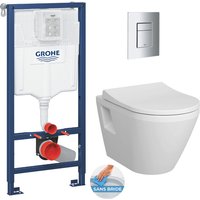 Grohe WC-Pack Vorwandelement Rapid SL + Integra Wand-WC ohne Spülrand + Softclose-Sitz + Betätigungsplatte von Grohe