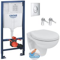 Grohe WC-Pack Vorwandelement Rapid SL + Porcher Wand-WC ohne Spülrand mit Sitz + Betätigungsplatte (RapidSL-Porcher-2-DE) von Grohe