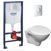 Grohe - WC-Pack Vorwandelement Rapid sl + S-LinePro Cersanit Wand-WC + Sitz + Betätigungsplatte (RapidSL-S-LinePro-2-DE) von Grohe