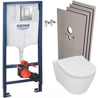 Grohe WC-Pack Vorwandelement Rapid SL + Serel Wand-WC ohne Spülrand + Softclose WC-Sitz + Betätigungsplatte + Verkleidungsset von Grohe