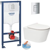Grohe - WC-Pack Vorwandelement Rapid sl + flanschloses wc Brevis + Softclose-Sitz + Betätigungsplatte (RapidSL-Brevis-1-DE) von Grohe