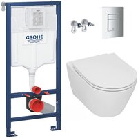 Grohe - WC-Pack Vorwandelement Rapid sl + Serel Sapphire Wand-WC ohne Spülrand + Softclose WC-Sitz + Betätigungsplatte von Grohe