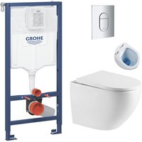 Grohe - WC-Paket Rahmen + sat Fusion flanschloses wc + Softclose-Sitz + Chromplatte von Grohe