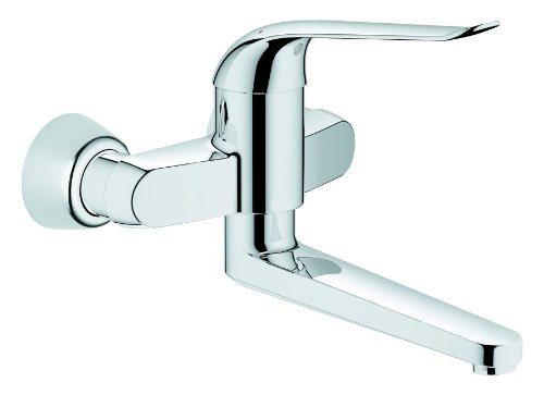 GROHE Euroeco Waschtisch-Einhebelmischer für Wandmontage, 170 mm, verchromt 32773000,Silber von Grohe