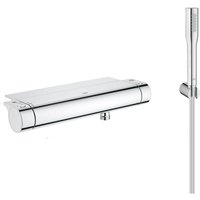 Grohtherm 2000 Set Thermostat-Brausebatterie + Handbrause 1 Strahl + Schlauch und Wandhalterung, Chrom (34469001-Euphoria) - Grohe von Grohe