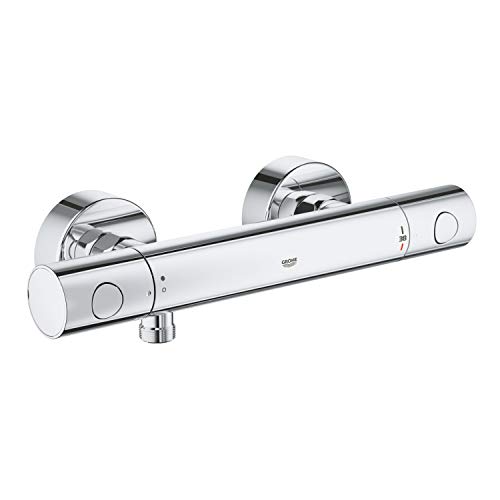 GROHE Grohtherm 800, Duscharmatur, wassersparend (Thermostat für stets konstante Temperatur, Verbrühschutz bei 38°C, Mischbatterie Dusche mit Wasserspartaste und Metallgriffen), chrom, 34765000 GROHE Grohtherm 800, Duscharmatur, wassersparend (Thermostat für stets konstante Temperatur, Verbrühschutz bei 38°C, Mischbatterie Dusche mit Wasserspartaste und Metallgriffen), chrom, 34765000 von GROHE