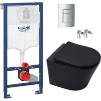 Pack wc Gestell Rapid sl + WC-Becken sat Infinitio mattschwarz + Sitz mit Fallbremse + Schild Chrom - Grohe von Grohe