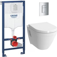 Pack wc Rapid sl Vorwandelement + vitra S50 wc mit Flansch + Softclose-Sitz + Betätigungsplatte Skate Chrome - Grohe von Grohe
