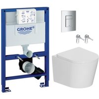 Packung WC-Ständer Rapid sl + Wandhängendes wc ohne Flansch + SoftClose-Sitz + Chromplatte (RAPSL082-CETOR1DE) - Grohe von Grohe