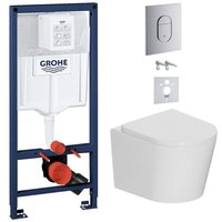 Packung WC-Vorwand Rapid sl + Wandhängendes wc ohne Flansch + SoftClose-Sitz + Schalldämmung + Chromplatte (arenacetor) - Grohe von Grohe