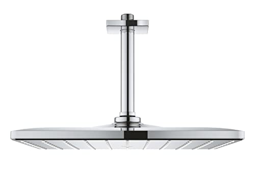 GROHE Rainshower Mono 310 Cube | Brausen- und Duschsysteme - Kopfbrauseset Deckenauslass 142 mm, 1 Strahlart | chrom | 26565000, Eckig von Grohe