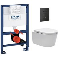 Rapid sl WC-Paket + randloses SAT-Becken, unsichtbare Befestigungen + mattschwarze Platte (RapidSL082-SATrimless-KF0) - Grohe von Grohe