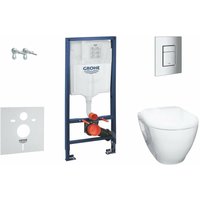 Solido - Set für Wand-WC + Klosett Bau Ceramic und wc Sitz softclose, Betätigungsplatte Skate Cosmopolitan, Chrom 38528SET-KH - Grohe von Grohe